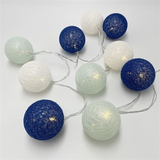 LED lyskæde med bomuldsbolde i forskellige farver - 1,5 m, 10 lys - diameter: 6 cm